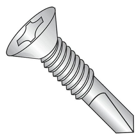 Newport Fasteners Self-Drilling Screw, #10 x 1-13/16 in, Climaseal Steel Flat Head Phillips Drive, 2500 PK 967411-2500